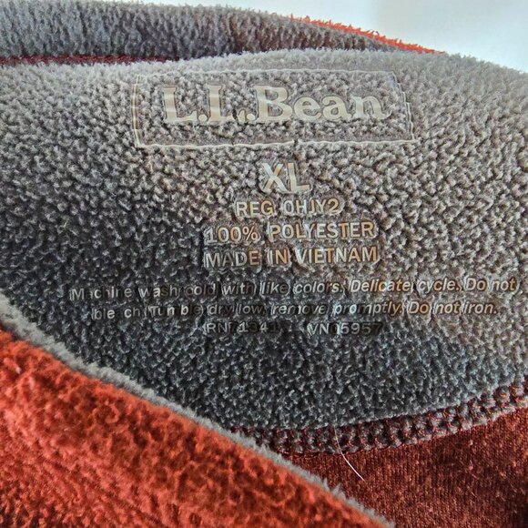 LL Bean Fleece Mens XL Orange Quarter Zip Pullover Outdoors Hiking Gorpcore - Picture 8 of 9